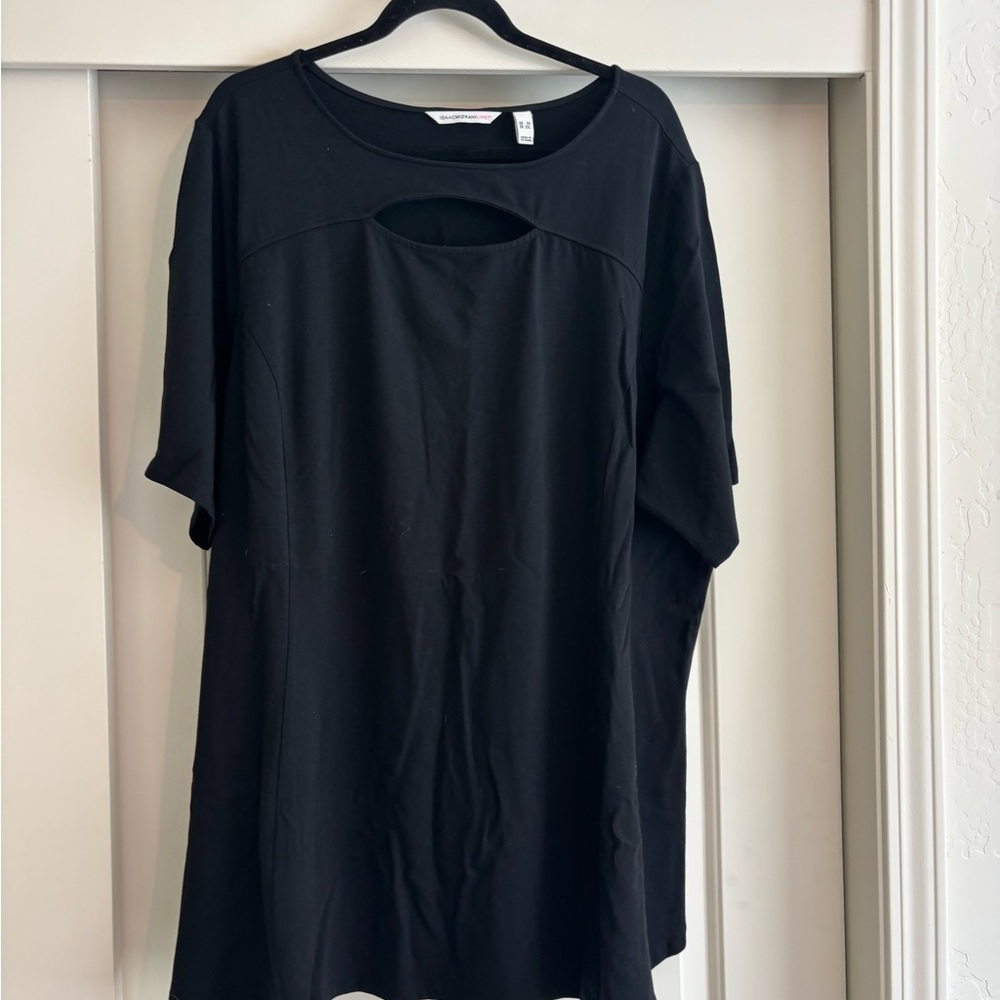 Isaac Mizrahi Black Short Sleeve Top